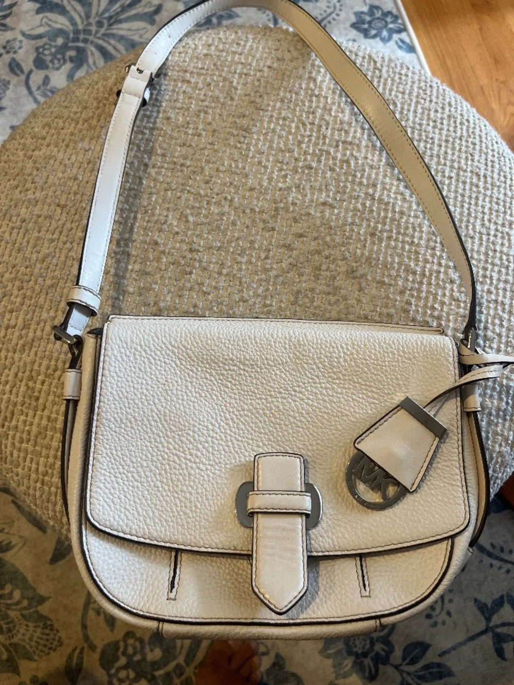Michael Kors White Pebbled Leather Crossbody Bag